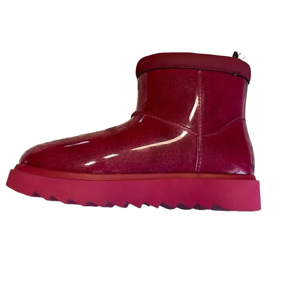 NWOT Koolaburra Pink Clear Covered Waterproof Boots Size 7